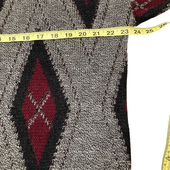 Vintage Argyle Grandpa Sweater Gray Red Fall Winter Preppy Classic Men’s Large - Picture 7 of 7